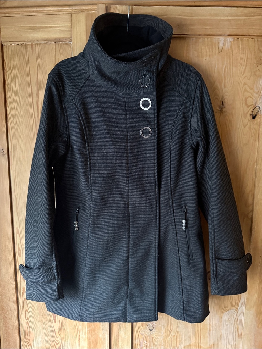 lululemon athletica Black Funnel-Collar Pea Coat